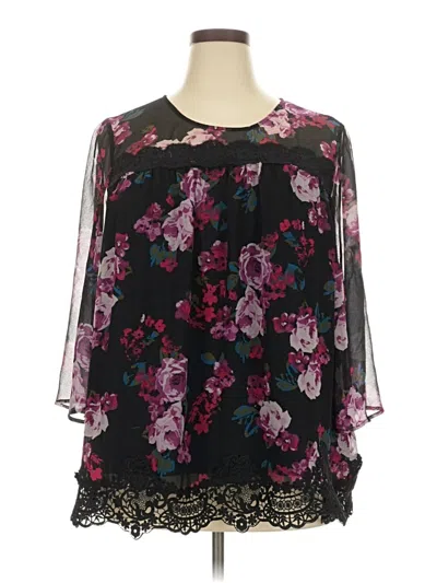 Pre-owned Lane Bryant Long Sleeve Blouse In Black