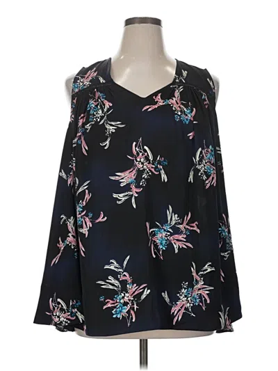 Pre-owned Lane Bryant Long Sleeve Blouse In Black