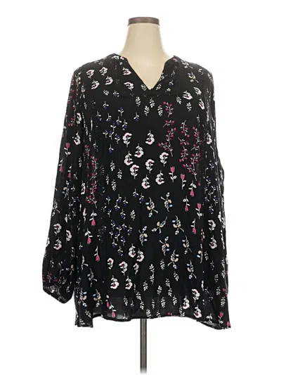 Pre-owned Lane Bryant Long Sleeve Blouse In Black