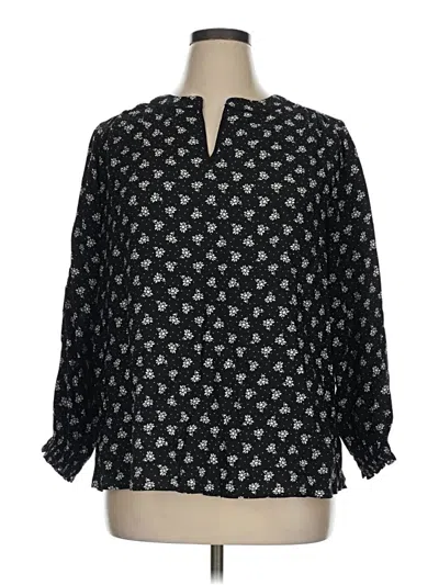 Pre-owned Lane Bryant Long Sleeve Blouse In Black