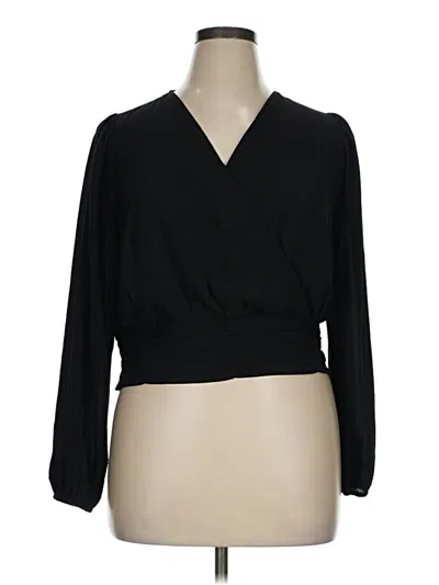 Pre-owned Lane Bryant Long Sleeve Blouse In Black