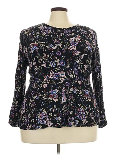 Pre-owned Lane Bryant Long Sleeve Blouse In Black