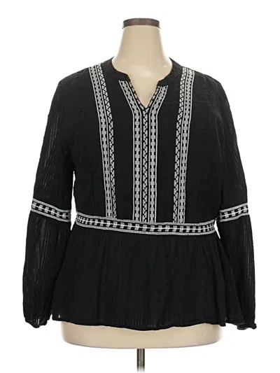 Pre-owned Lane Bryant Long Sleeve Blouse In Black
