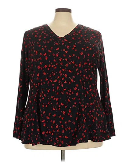 Pre-owned Lane Bryant Long Sleeve Blouse In Black