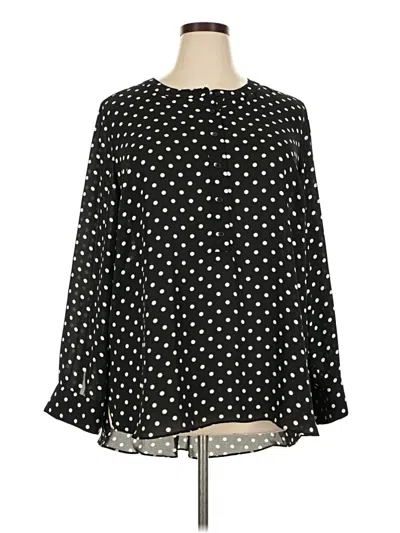 Pre-owned Lane Bryant Long Sleeve Blouse In Black