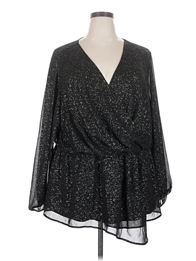 Pre-owned Lane Bryant Long Sleeve Blouse In Black