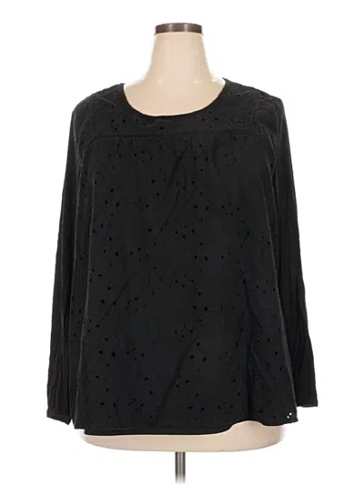 Pre-owned Lane Bryant Long Sleeve Blouse In Black