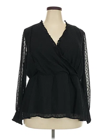 Lane Bryant Long Sleeve Blouse In Black