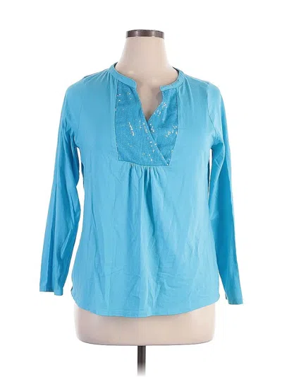 Pre-owned Lane Bryant Long Sleeve Blouse In Blue