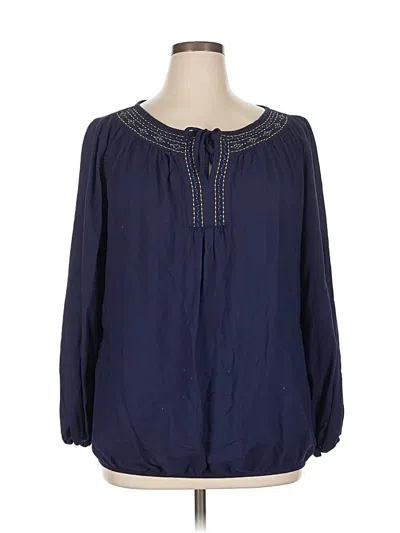 Pre-owned Lane Bryant Long Sleeve Blouse In Blue