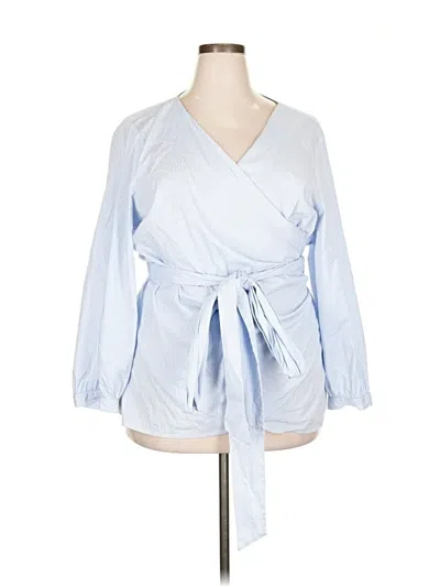 Pre-owned Lane Bryant Long Sleeve Blouse In Blue