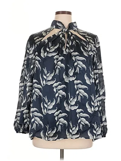 Pre-owned Lane Bryant Long Sleeve Blouse In Blue