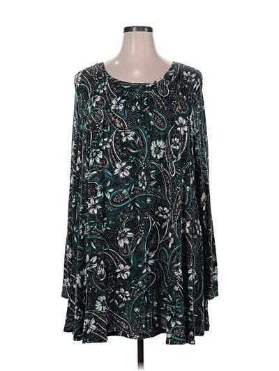 Pre-owned Lane Bryant Long Sleeve Blouse In Blue