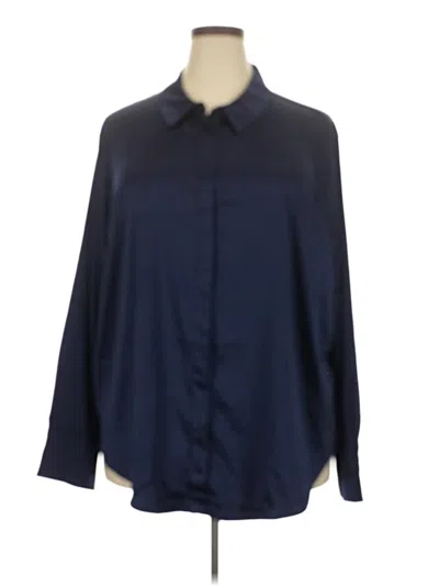 Pre-owned Lane Bryant Long Sleeve Blouse In Blue