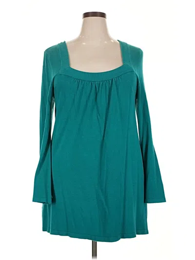 Pre-owned Lane Bryant Long Sleeve Blouse In Blue