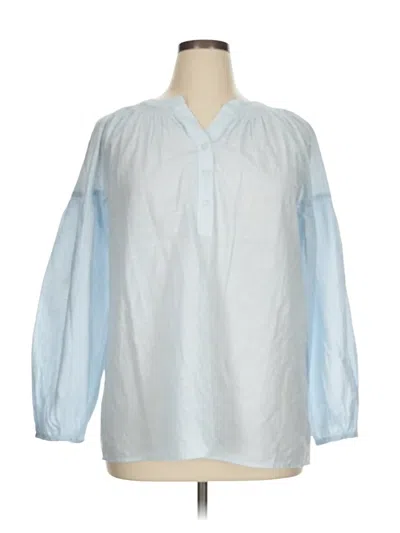 Pre-owned Lane Bryant Long Sleeve Blouse In Blue