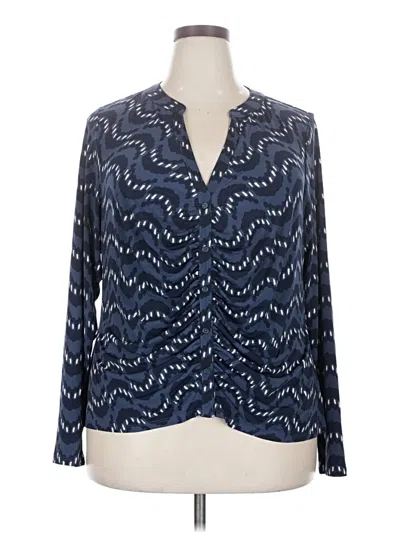 Lane Bryant Long Sleeve Blouse In Blue