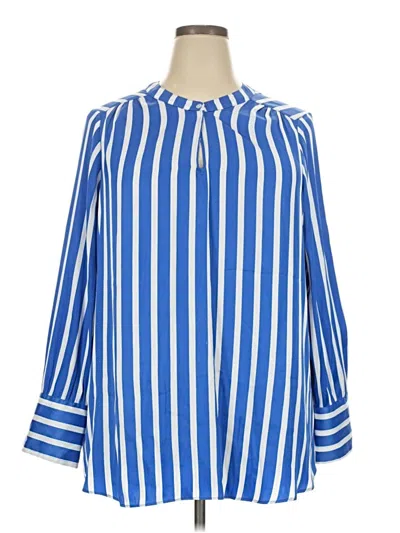 Pre-owned Lane Bryant Long Sleeve Blouse In Blue
