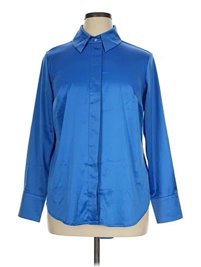 Pre-owned Lane Bryant Long Sleeve Blouse In Blue