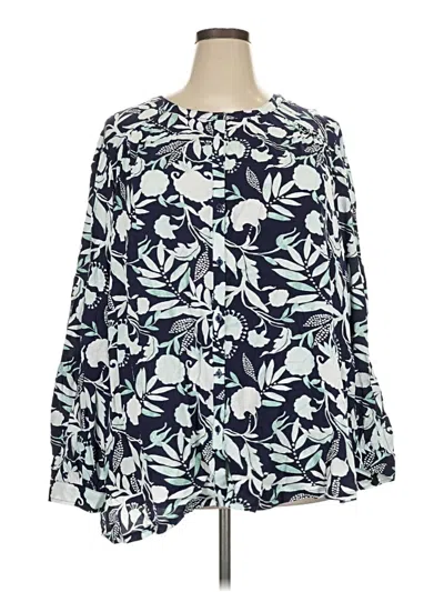 Lane Bryant Long Sleeve Blouse In Blue