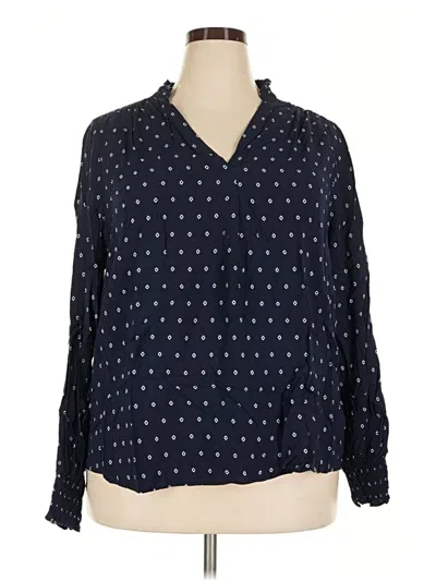Pre-owned Lane Bryant Long Sleeve Blouse In Blue
