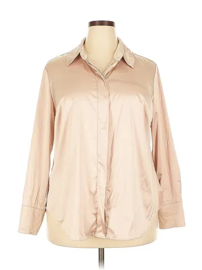 Pre-owned Lane Bryant Long Sleeve Blouse In Brown
