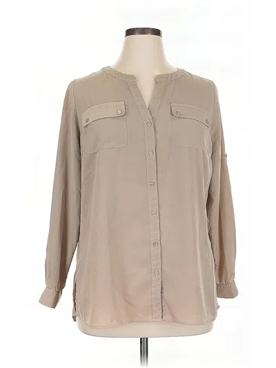 Pre-owned Lane Bryant Long Sleeve Blouse In Brown