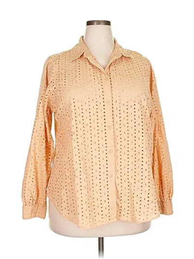Pre-owned Lane Bryant Long Sleeve Blouse In Brown