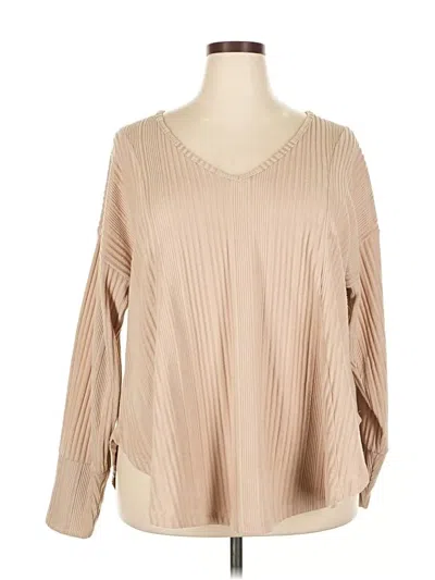 Pre-owned Lane Bryant Long Sleeve Blouse In Brown
