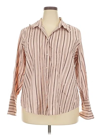 Pre-owned Lane Bryant Long Sleeve Blouse In Brown