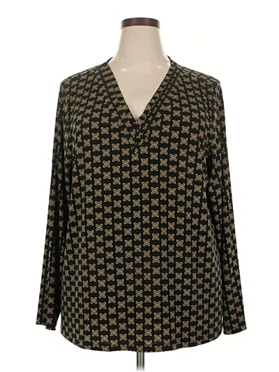 Pre-owned Lane Bryant Long Sleeve Blouse In Brown