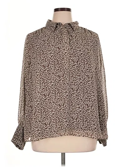 Pre-owned Lane Bryant Long Sleeve Blouse In Brown