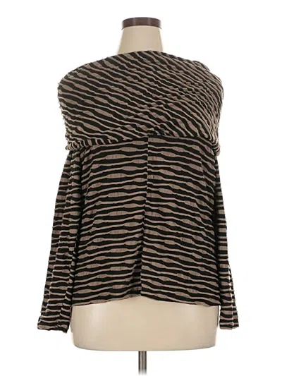 Pre-owned Lane Bryant Long Sleeve Blouse In Brown