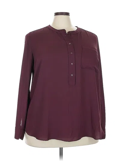 Pre-owned Lane Bryant Long Sleeve Blouse In Burgundy