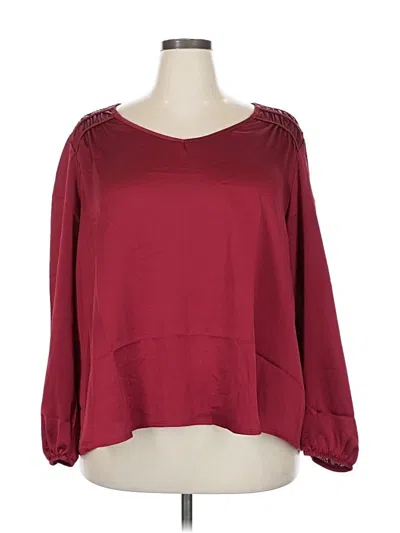 Pre-owned Lane Bryant Long Sleeve Blouse In Burgundy
