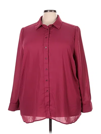 Pre-owned Lane Bryant Long Sleeve Blouse In Burgundy