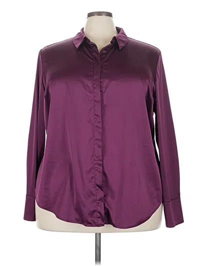 Pre-owned Lane Bryant Long Sleeve Blouse In Burgundy