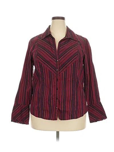 Pre-owned Lane Bryant Long Sleeve Blouse In Burgundy