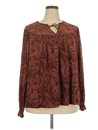 Pre-owned Lane Bryant Long Sleeve Blouse In Burgundy