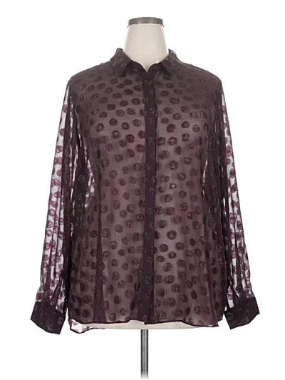 Pre-owned Lane Bryant Long Sleeve Blouse In Burgundy