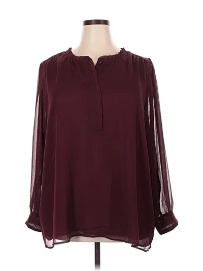 Pre-owned Lane Bryant Long Sleeve Blouse In Burgundy