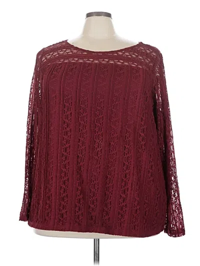 Pre-owned Lane Bryant Long Sleeve Blouse In Burgundy