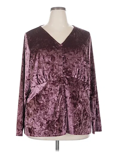 Pre-owned Lane Bryant Long Sleeve Blouse In Burgundy