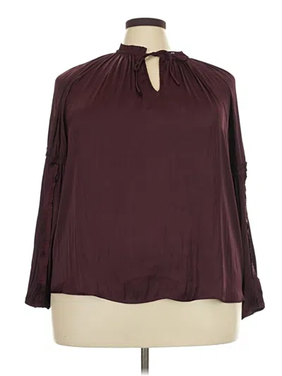 Pre-owned Lane Bryant Long Sleeve Blouse In Burgundy