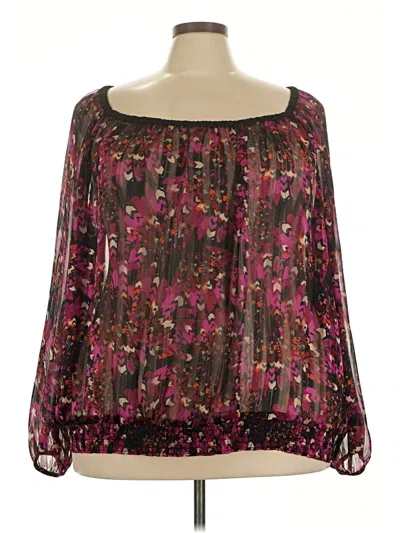 Pre-owned Lane Bryant Long Sleeve Blouse In Burgundy