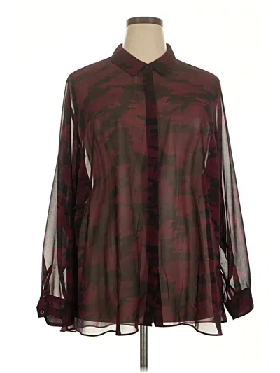 Pre-owned Lane Bryant Long Sleeve Blouse In Burgundy