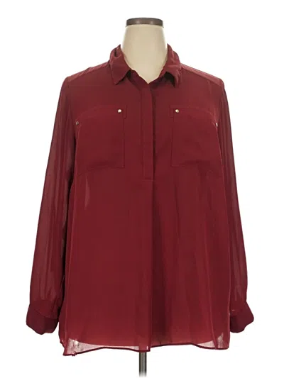 Pre-owned Lane Bryant Long Sleeve Blouse In Burgundy