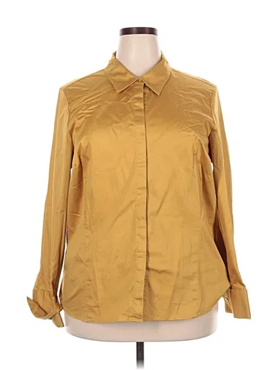 Pre-owned Lane Bryant Long Sleeve Blouse In Gold