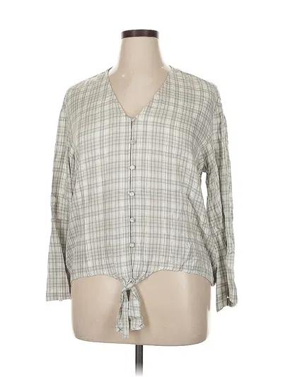 Pre-owned Lane Bryant Long Sleeve Blouse In Gray