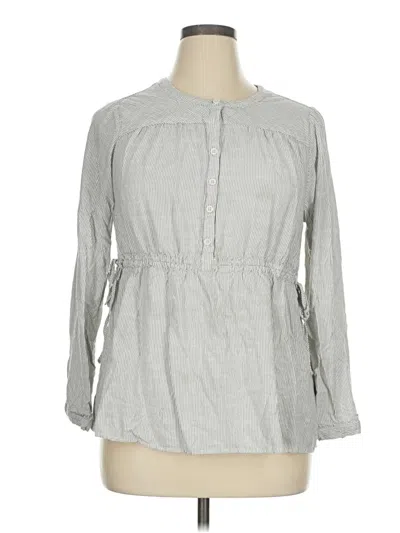 Pre-owned Lane Bryant Long Sleeve Blouse In Gray